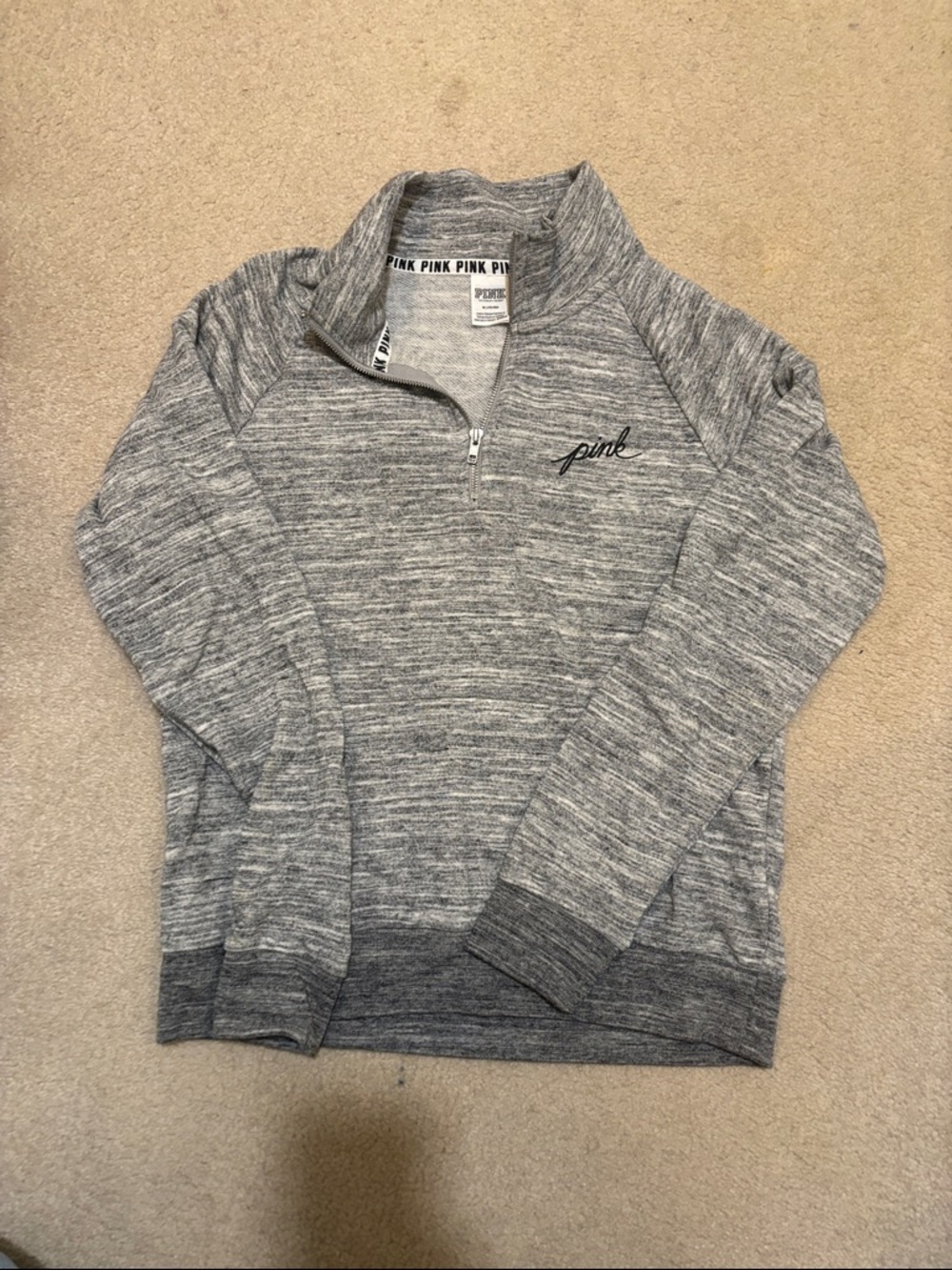 PINK Victoria's Secret Heather Gray quarter -Zip Pullover